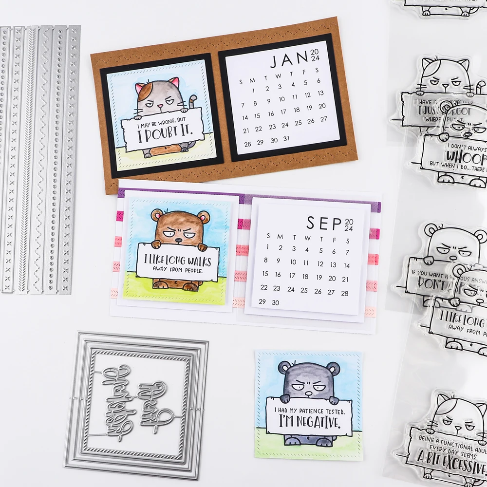Square Tear-Off Calendar Stacklets Cutting Die Clear Stamps Scrapbook  Embossed Paper Card Album Craft Template Die Stencils 2024 - AliExpress