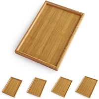 Wooden Serving Tray Bamboo Tray Carved Tea Tray Plate Tableware Stand Fruit Bread Tea Food Tray Oil Resistant Tray KitchenSupply 1