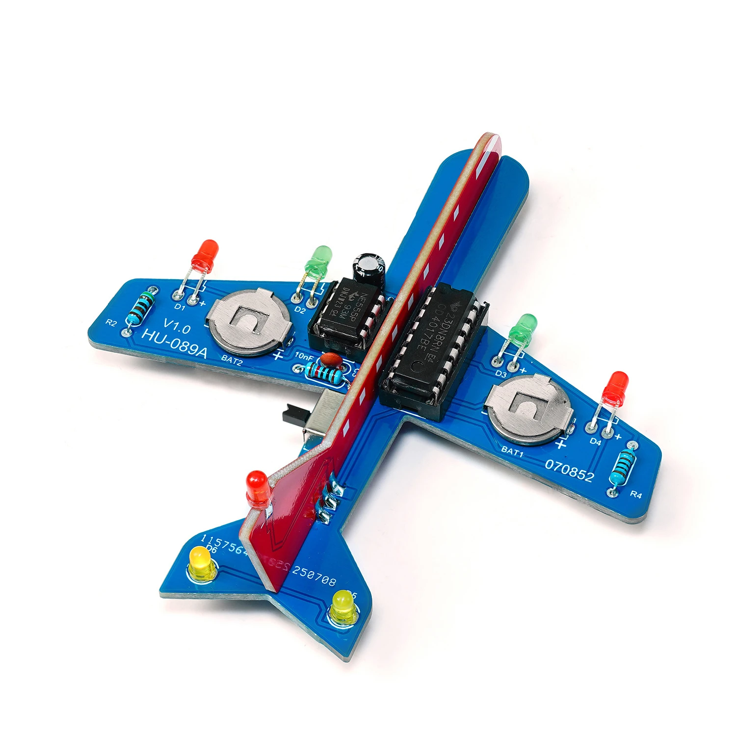 HU-089 LED 비행기 모델 DIY 키트 NE555 CD4017 회로 다색 조명 컴팩트 디자인 배터리 구동 전자제품 납땜