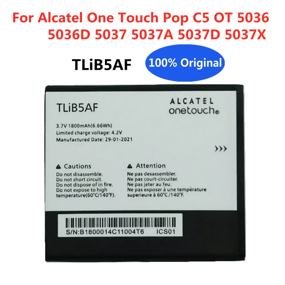 Batteria Originale 1800Mah Tlib5Af Per Alcatel One Touch Pop C5 Ot 5036 5036D 5037 5037D 5037A 5037X Batteria Per Smartphone