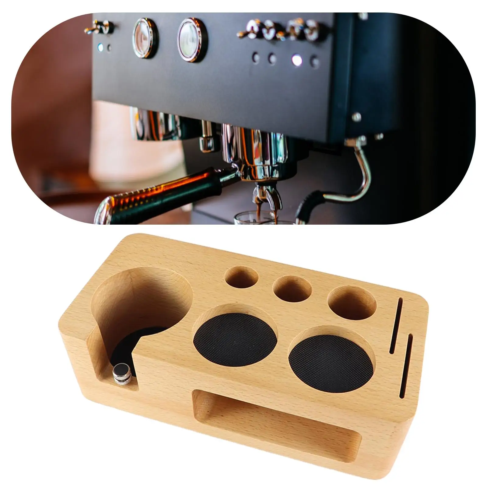

Wooden Tamper Station 58 mm Manual Espresso Tamp Mat Stand Espresso Tamper