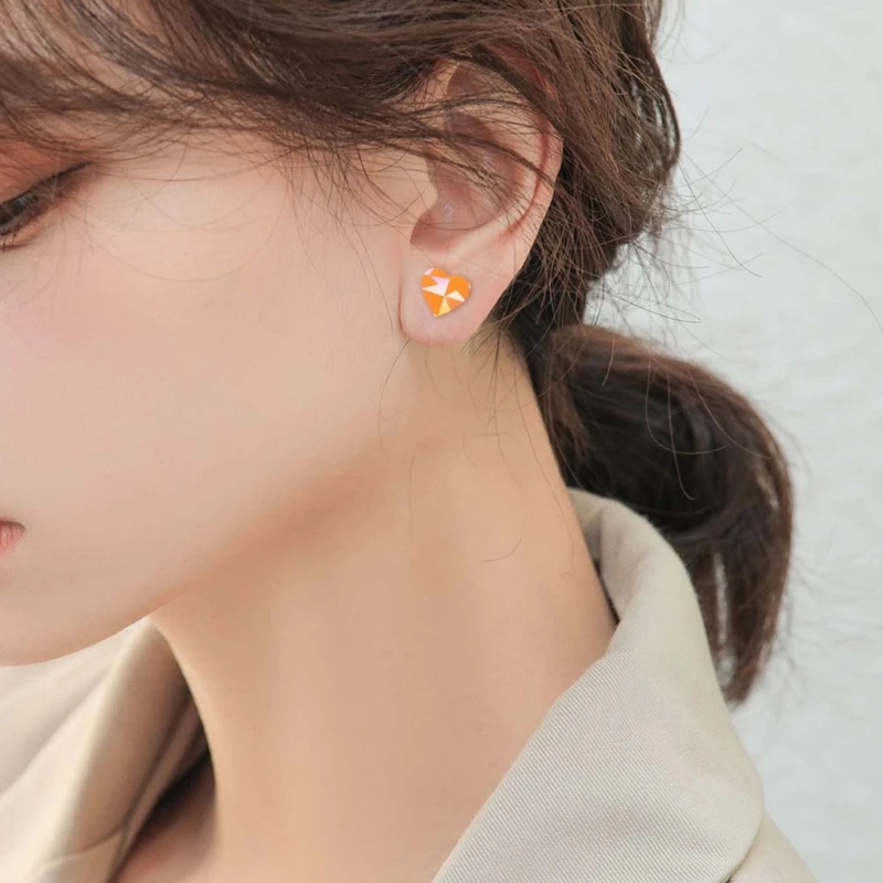 Ear Studs Silicone Mold Cute Love Heart Holographic Earrings