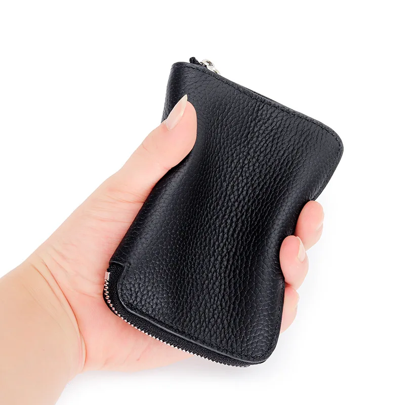 Brand Design Genuine Leather Wallet Women's Top Layer Cowhide Leather Zipper Coin Wallet Multi Card Slots Fashion Short Purse