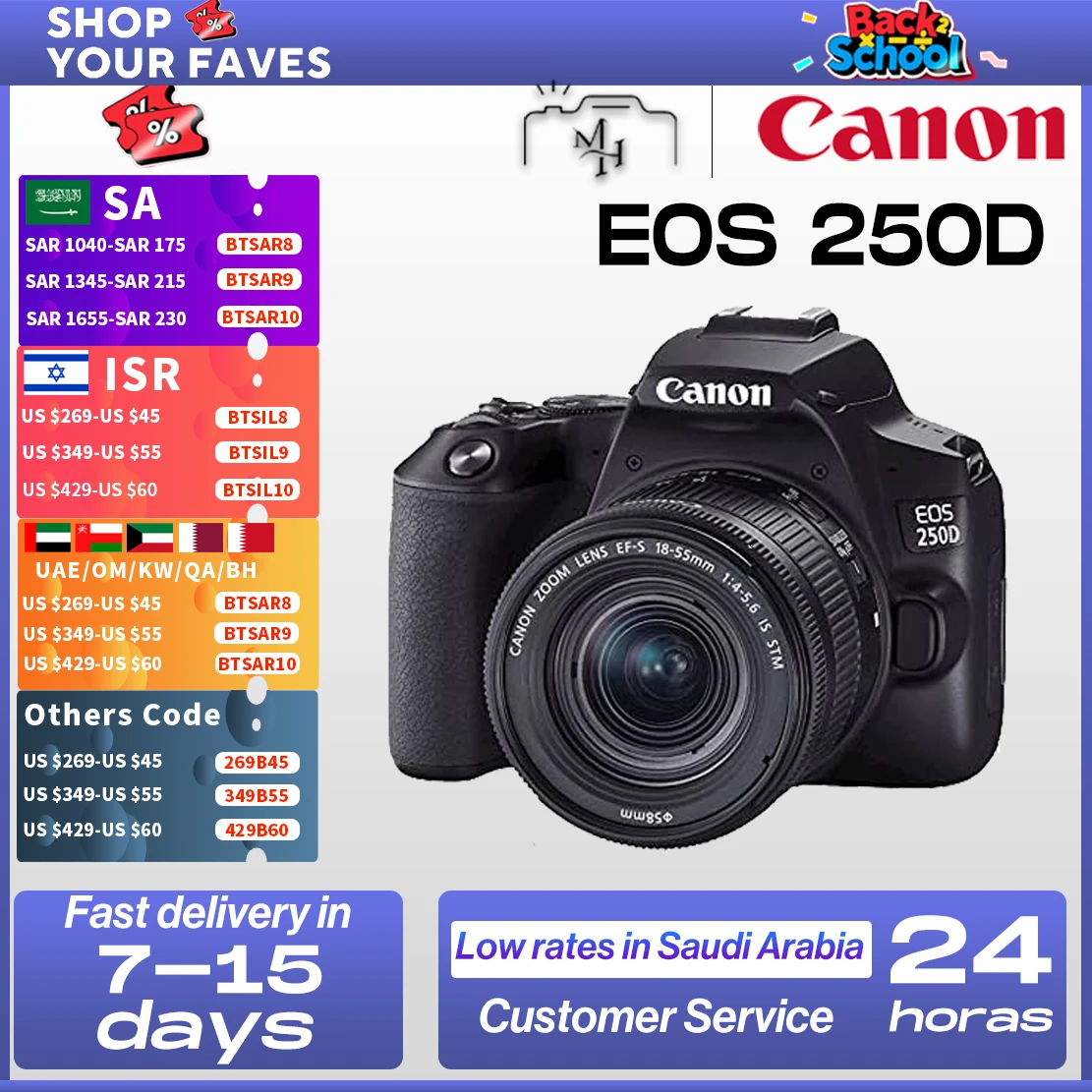 Appareil photo Canon EOS 250D avec deux objectifs - Photo, audio & vidéo