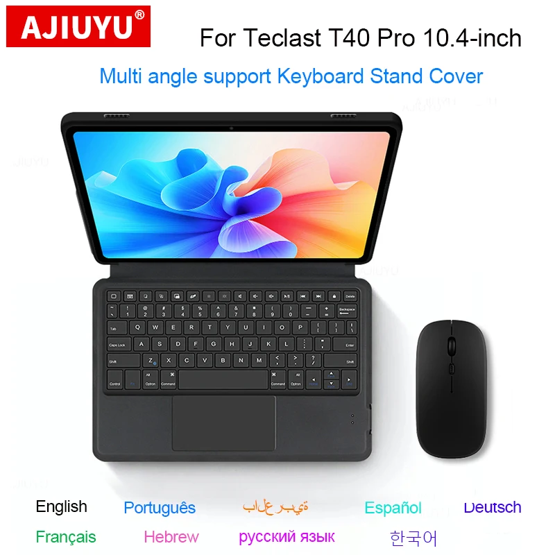 Capa para Teclast T40 Pro 10.4 Polegada Tablet Teclado sem Fio Touchpad Escudo Protetor Árabe Espanhol Teclado Francês