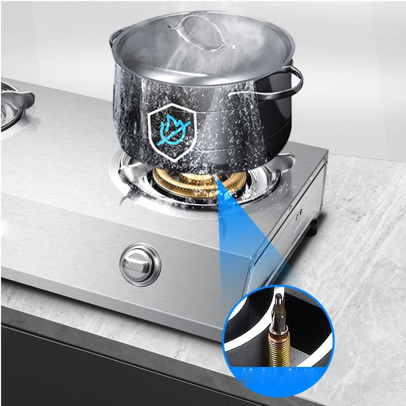 Gas Double Stove Desktop Nine-chamber Fierce Fire Stove Old-fashioned Stainless Steel Double Stove Liquefied / Natural Gas 3