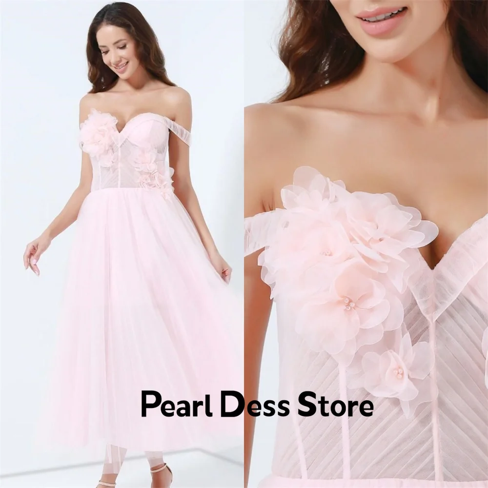 

Celebrity Flower Pendant Chiffon Prom Dress Off Shoulder Prom Dress High Quality Evening Dress Formal Occasion Evening Party