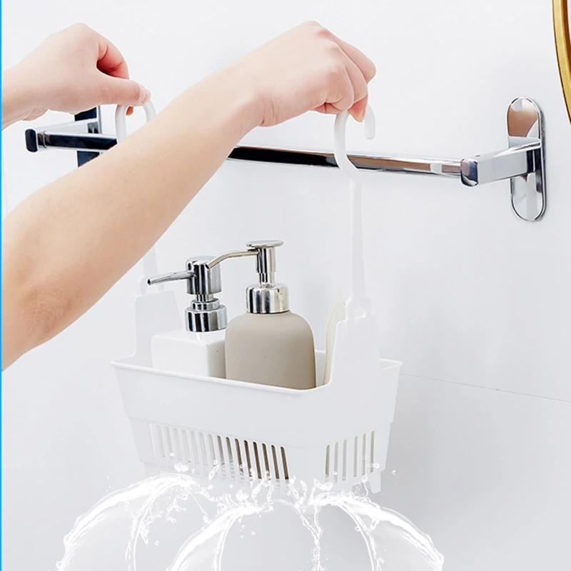 Storage Bag Shower Caddy Basket 1 Pc Sundries Hanging Basket Storage Drain Bag Shower Baskets with Hook Makeup Organizer for Kitchen Bathroom Cleaning Supplies