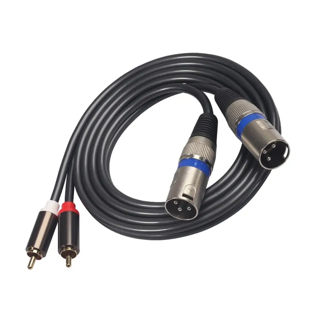 2 RCA Male to 2 XLR Male 3 Pin Cable Plug Double Cable for RCA Audio audio cable