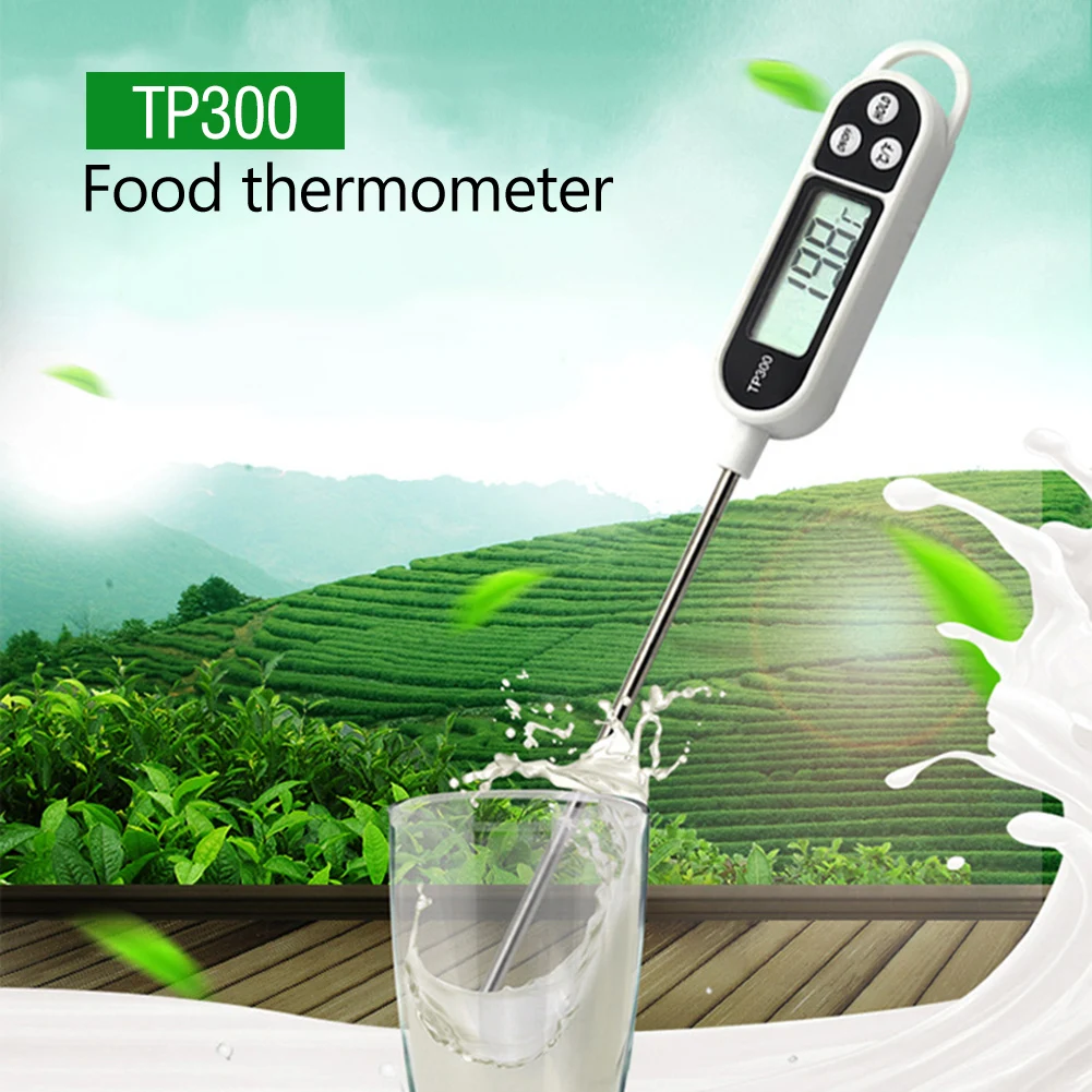 TP300 Digital Food Thermometer LCD Display Electronic Food Thermometer Electronic Temperature Probe for Meat /Cooking /BBQ/Milk