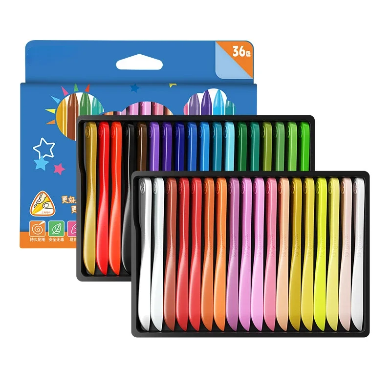Plastic Wax Pen 12/18/24/36 Colors for 6 Years Old + Children Drawing Without Dirty Hands Washable and Erasable School Supplies