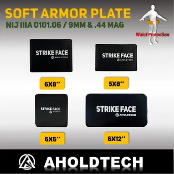 Aholdtech ST NIJ IIIA 3A 소프트 방탄 플레이트 방탄 조끼, 방탄 사이드 패널 허리 아머 패널, 6x8, 6x6, 5x8
