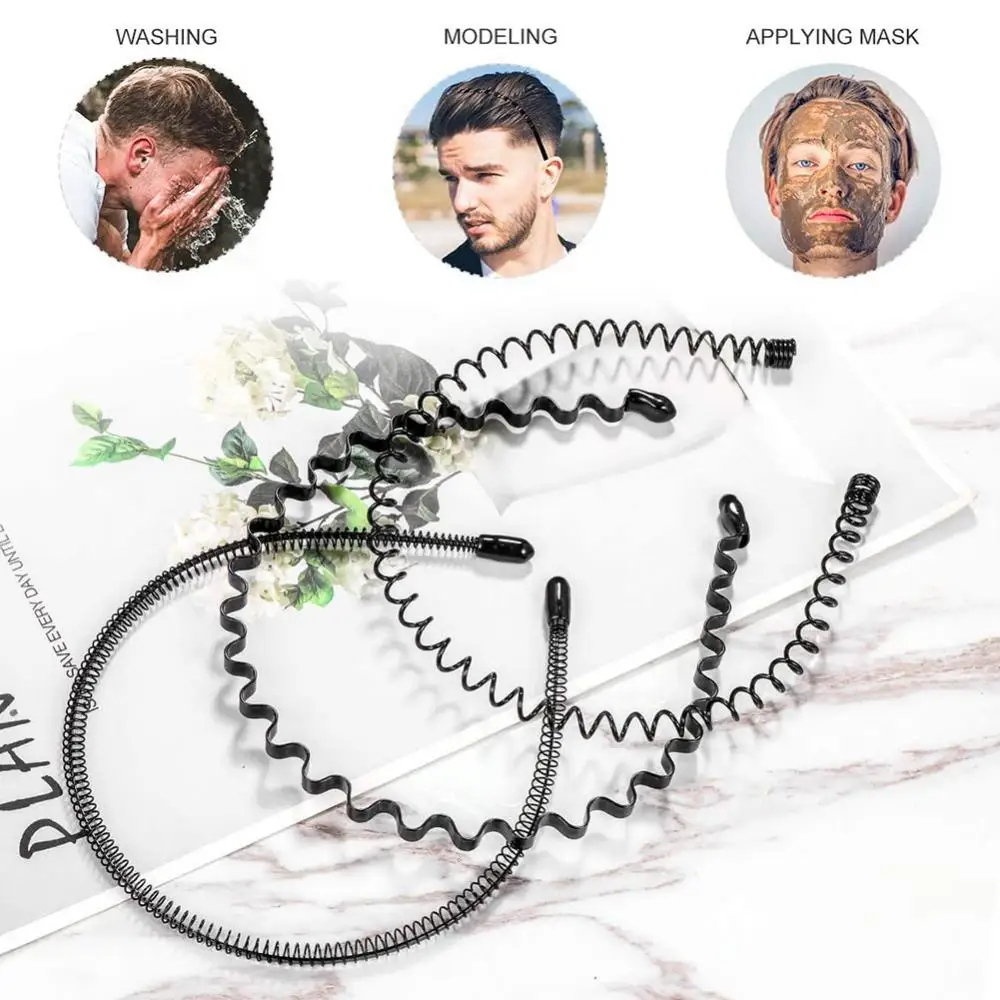

Men Fashion Stylish Metal Wavy Headband Hairpins Headwear Hair Hoop Accessory