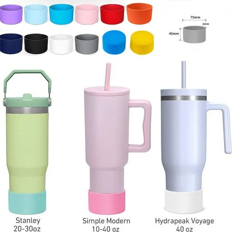 Cup Cover Tumbler Cover Cup Protective Sleeve Bottle Cover 7.5cm Silicone Boot Bottom Sleeve Cover for Stanley 40oz Tumbler Quencher Adventure and Ice Flow Flip 30 Oz 20 Oz Water Bottle