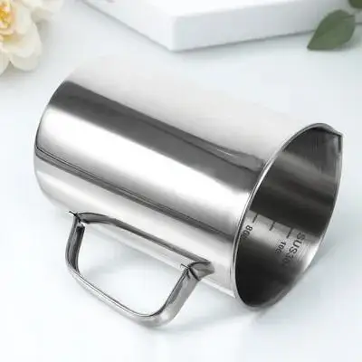 1pcs 1000Ml 액체 고체 측정을 위한 스테인레스 스틸 측정 비커 베이킹 과학 장비 실험실 용품