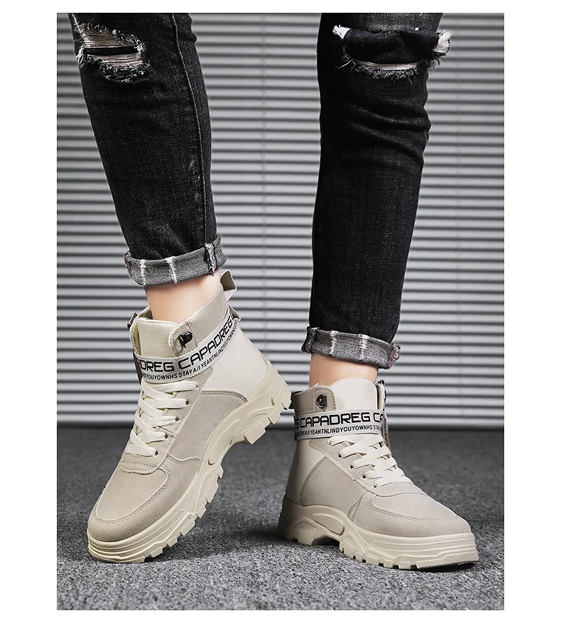 Fashion Casual Boots High-top Tooling Winter Shoes Tide Boots 2023 British Canvas Shoes  Boots Men Autumn New Personality