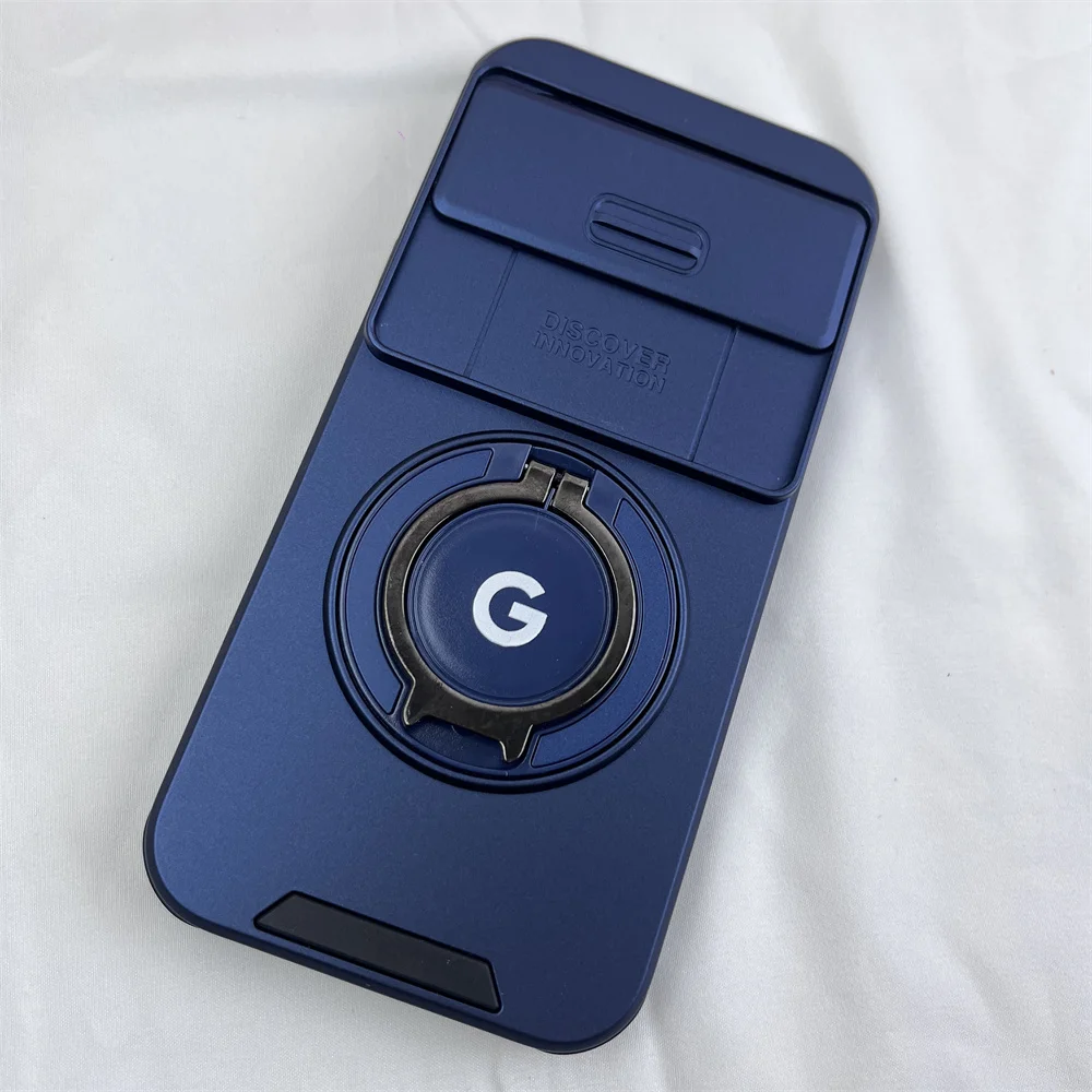 Hybrid Dual Layer Armor Case with Metal Ring Stand and Slide Camera Lens Protection