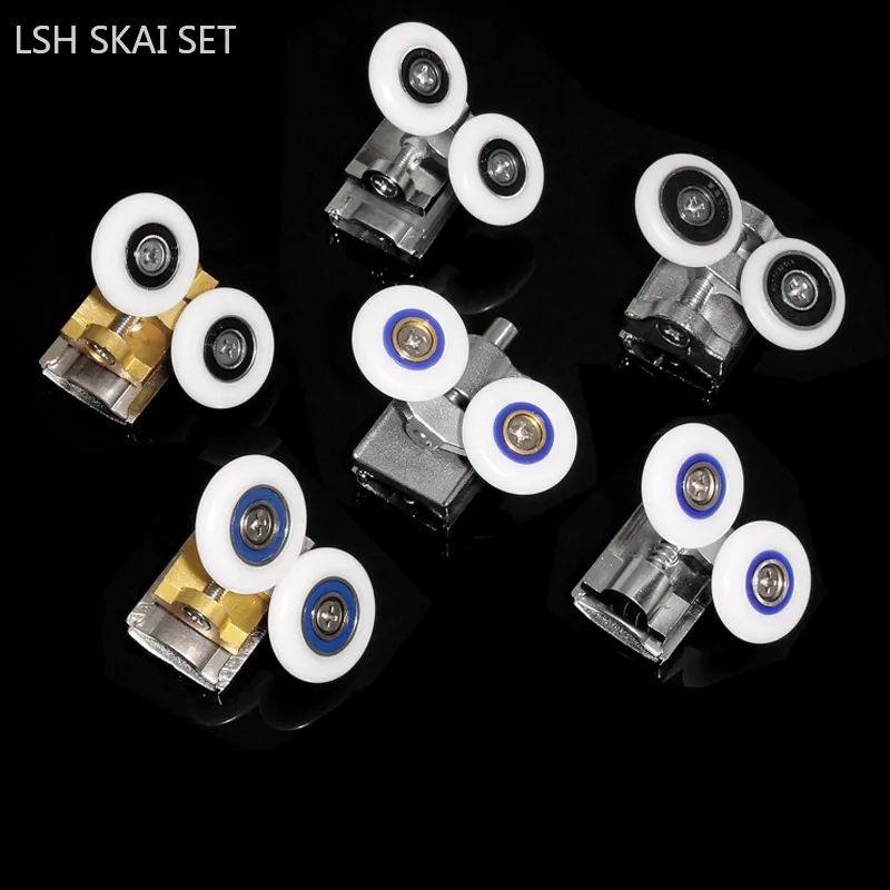 1PC/2PCS 26-28mm Glass Door Pulley Double-Wheel Sliding Shower Door Roller Bearing Wheel Runners Replacement for 5-8mm Glass