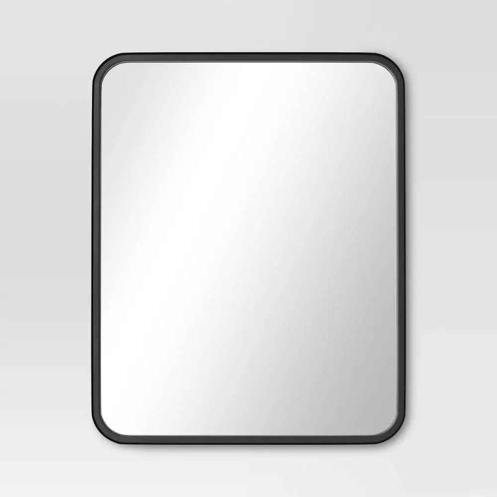 

Black Metal Frame Rectangular Decorative Wall Mirror 24x30 Mountable Functional Design