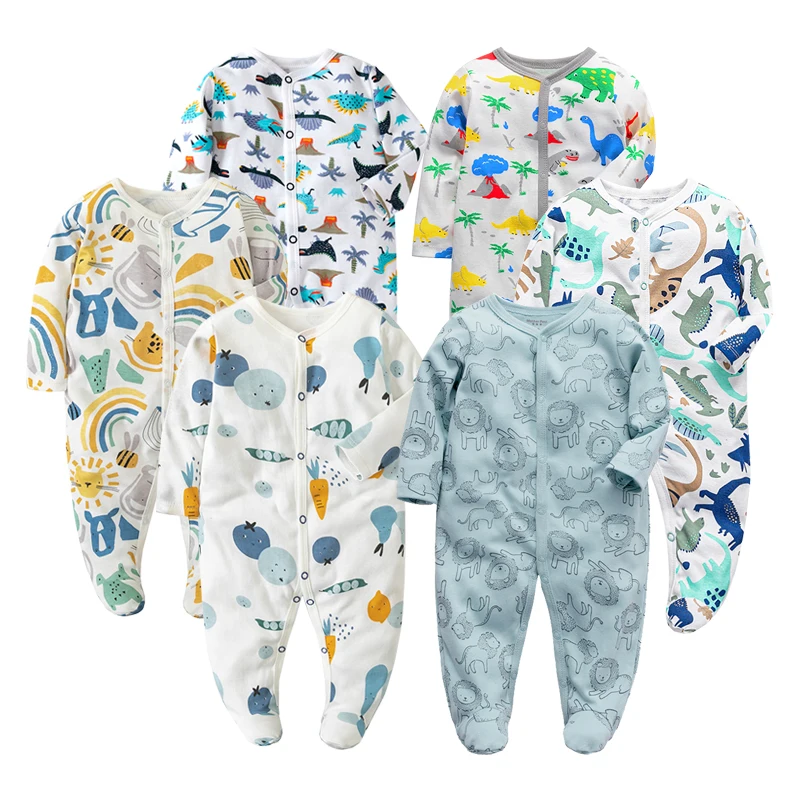 6 pieces Baby Girl Clothes New 0-12Months Born Baby Boy Clothes Long Sleeve Autumn Footie Jumpsuits Romper Outfits Baby Clothing