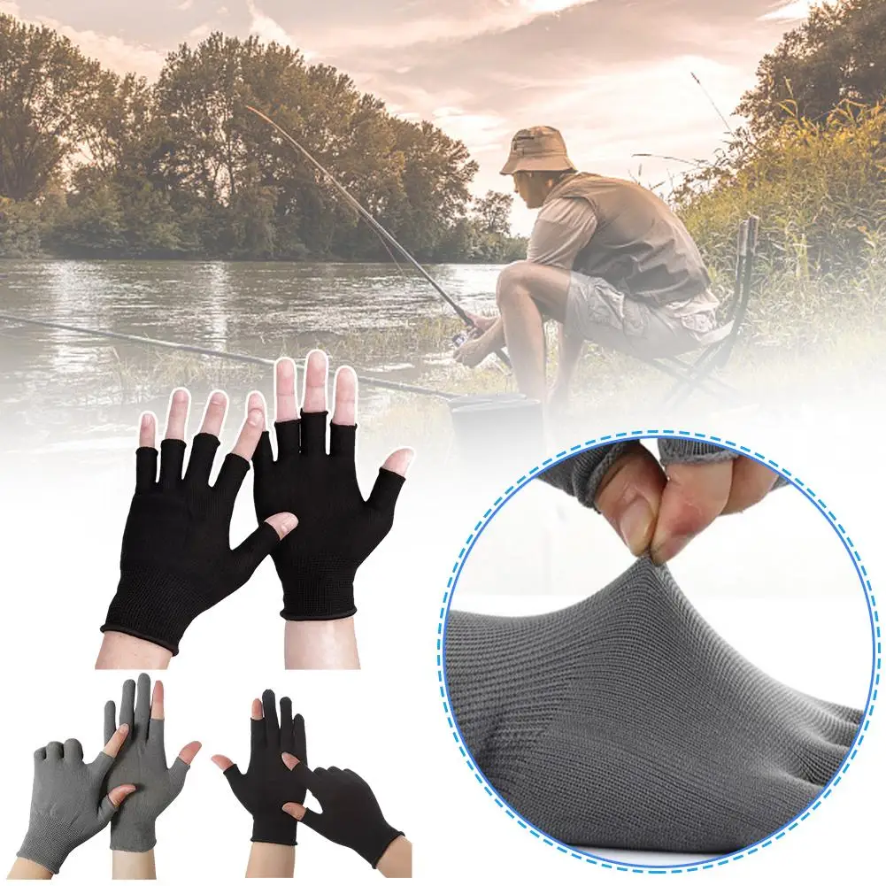 

1Pair Anti-Slip Fishing Gloves Spring Summer Ice Cool Cycling Breathable Antiskid Open/Half Fingers Sunscreen Sport Gloves M9Q6