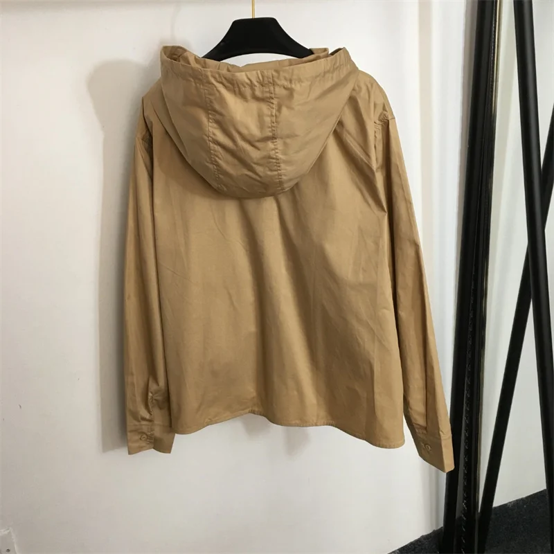 

Autumn 2023 new ladies embroidered pocket long-sleeved hat A-word zipper doll casual fashion retro jacket