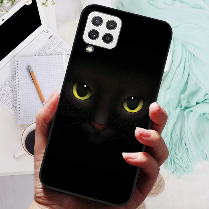 Black Silicone Soft Case with Lion and Wolf Design - Protective Shell for Samsung Galaxy A22/A22s 5G