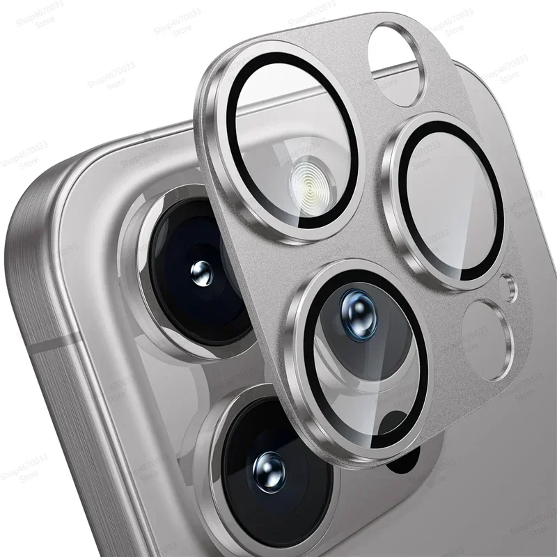 Premium Camera Protection Glass with Metal Ring Film and Lens Cover