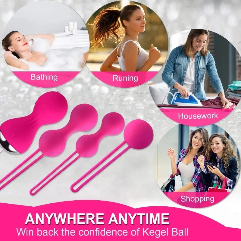 3/4pcs Kegel Vagina Balls Vibrator Wireless Remote Silicone Dumbbell Shrink Exercise Vibrating Eggs Sex Toys For Women Massager