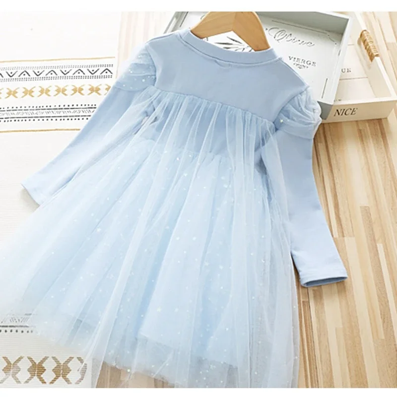 Baby Girls Dresses Kids Cartoon Frozen Anna Elsa Princess Dress Outfits Long Sleeve Spring Autumn Cotton Party Pajamas Dresses