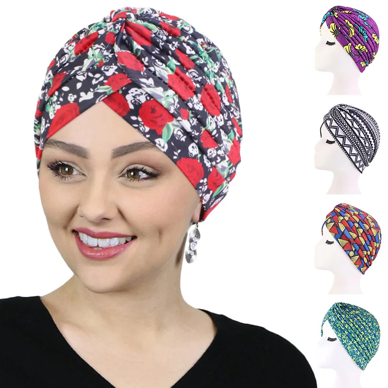 

New Women Muslim Hijab Cap Satin Linned Print Twist Islam Turban Chemo Cap Bonnet Head Wrap Bandanas Lady Hair Hats Beanie