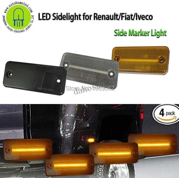 

2x Led Sequential Blinker Turn Signal Indicator Side Marker Light Lamp for Fiat Citroen Peugeot Renault Volvo Iveco DAF Cherokee