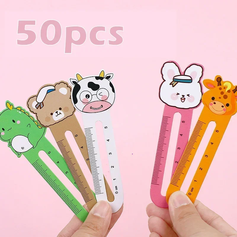 50Pcs Cartoon Animal Bookmark Cute Paper Ruler for Kids Stationery School Supplies Students Rewards animal bookmark bookmarks stationery supplies paper bookmark
