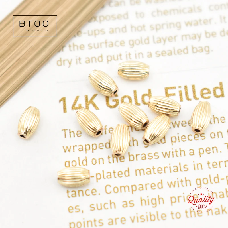 14K Gold gefüllte ovale Wellperlen, Größe 5 x 3 mm, für die Schmuckherstellung, handgefertigtes DIY-Zubehör, Goldschmuckzubehör, Rocaillesperlen – Detail 12