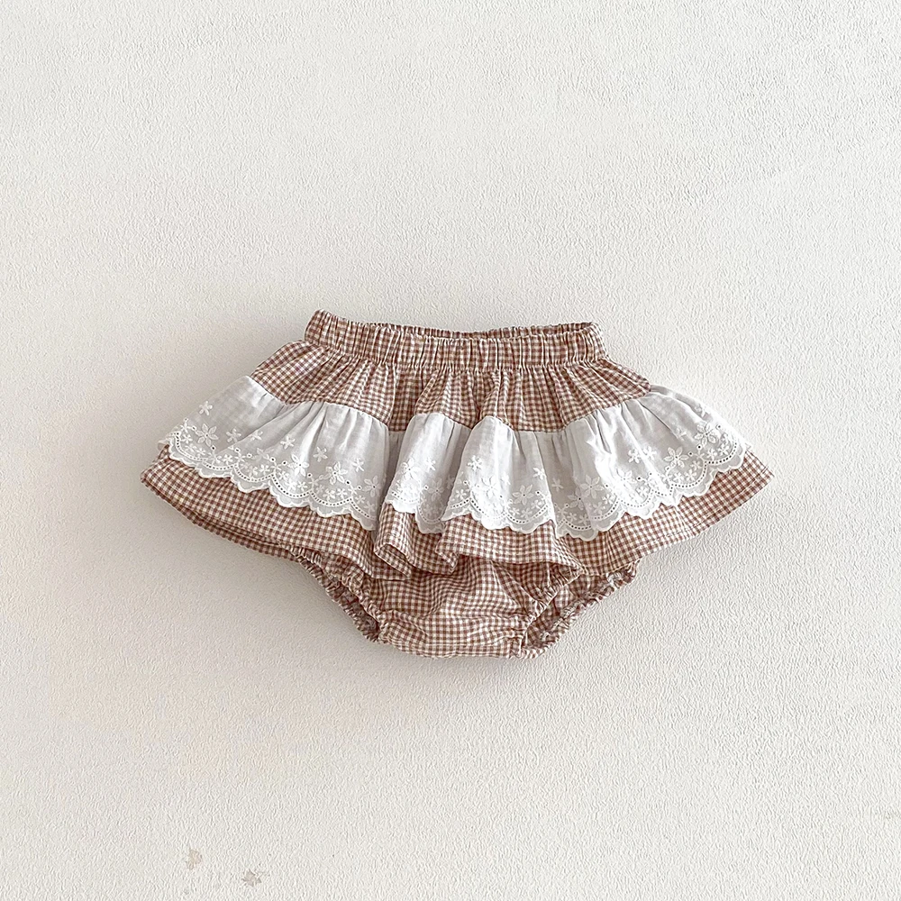 Baby Mädchen Plaid Rock Shorts Kinder Rüschen Spitze Stickerei Pettiskirt Kleinkind Tutu Rock Säugling Pumphose PP Shorts 0-3t – Detail 13
