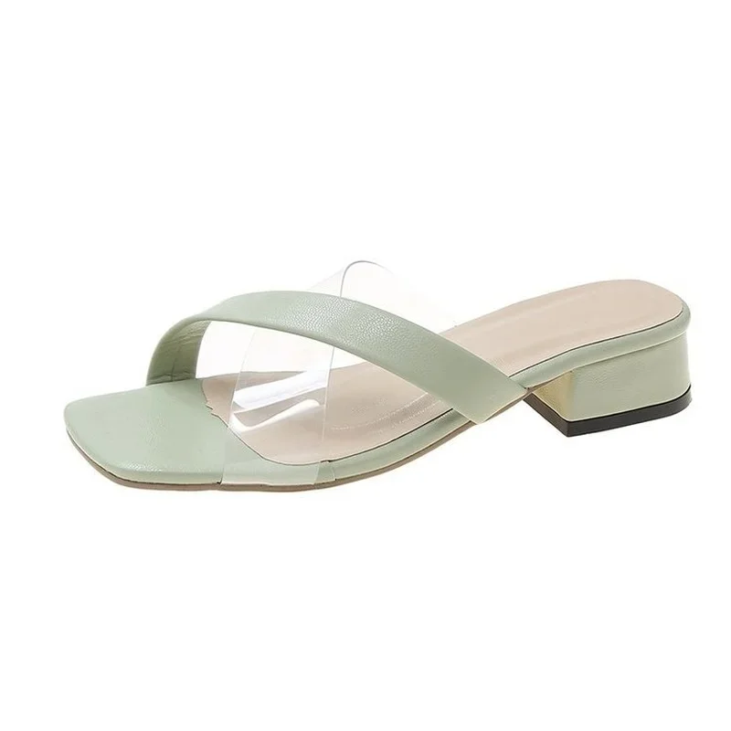 

2022 Summer Newest Diamond Women Sandals Shallow Solid Thin Heel Pointed Cover Toe Leather Breathable Wedding Party Sexy Shoes