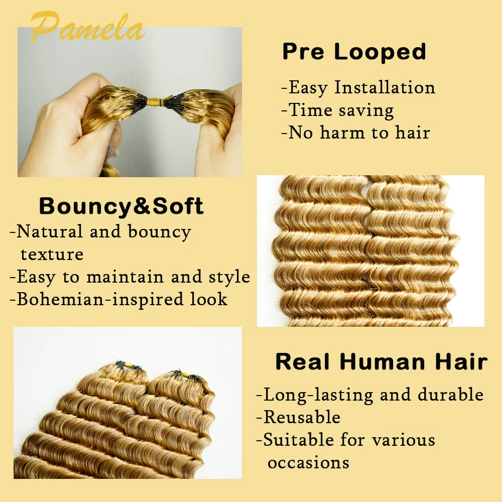 Deep Wave Crochet Human Hair Extensions Brazilian Feather Human Hair Bundles Pre Separated Braiding Hair For Black Women 60g