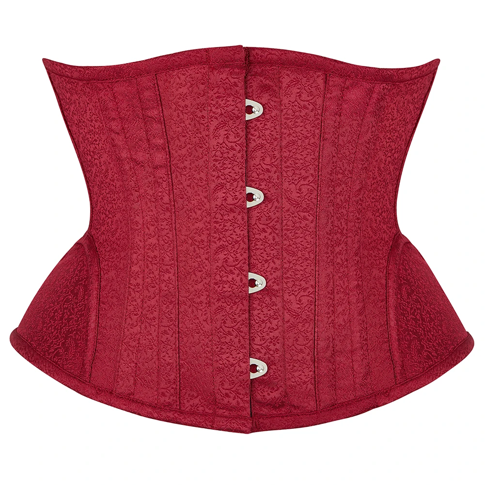 

Underbust Corset Women 14 Steel Boned Waist Cincher with Curved Hem Red Corselet