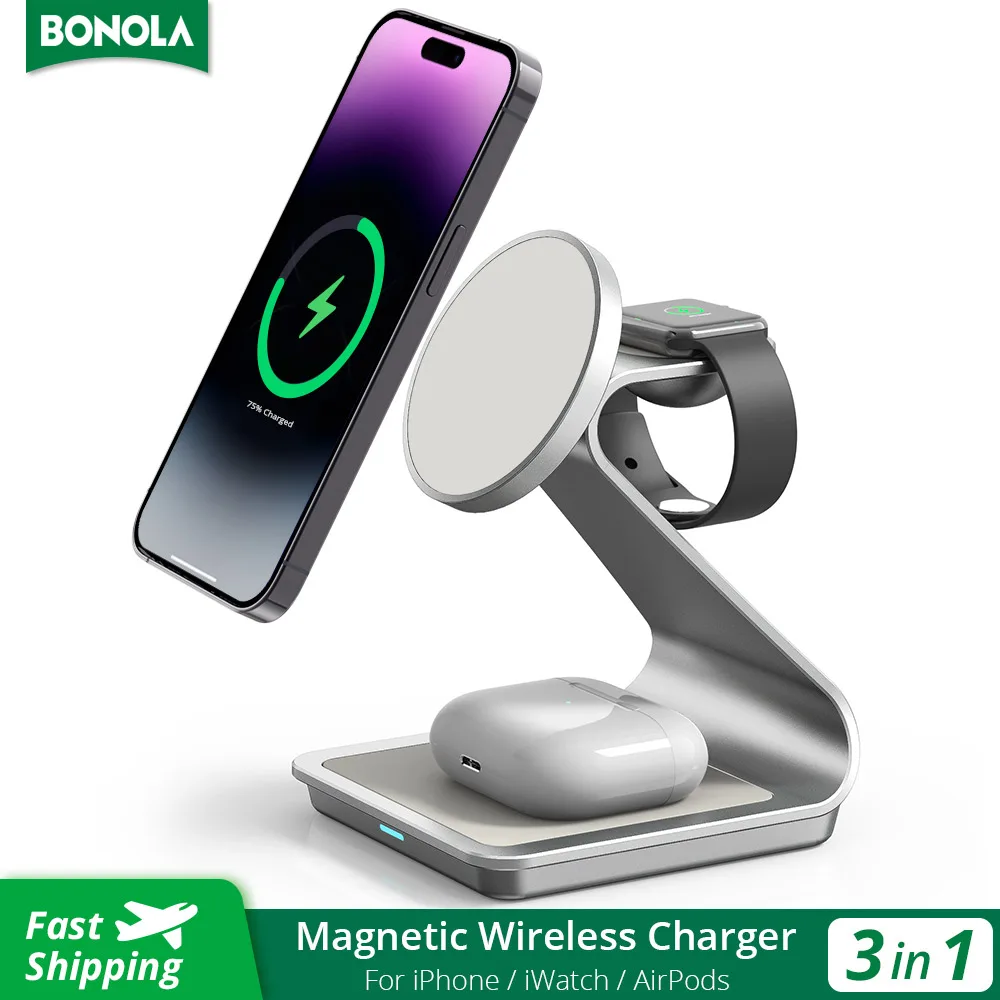 Bonola 3 in 1 Wireless Charger for iphone 13/14 Pro max/12 30W Wireless Charging