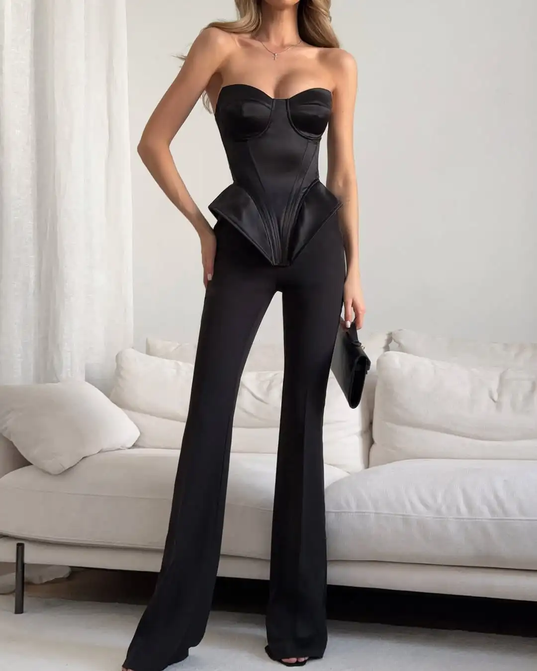 Sexy Fishbone Strapless Short Top Lady, Women Vacation Party Tops - Uniqwear