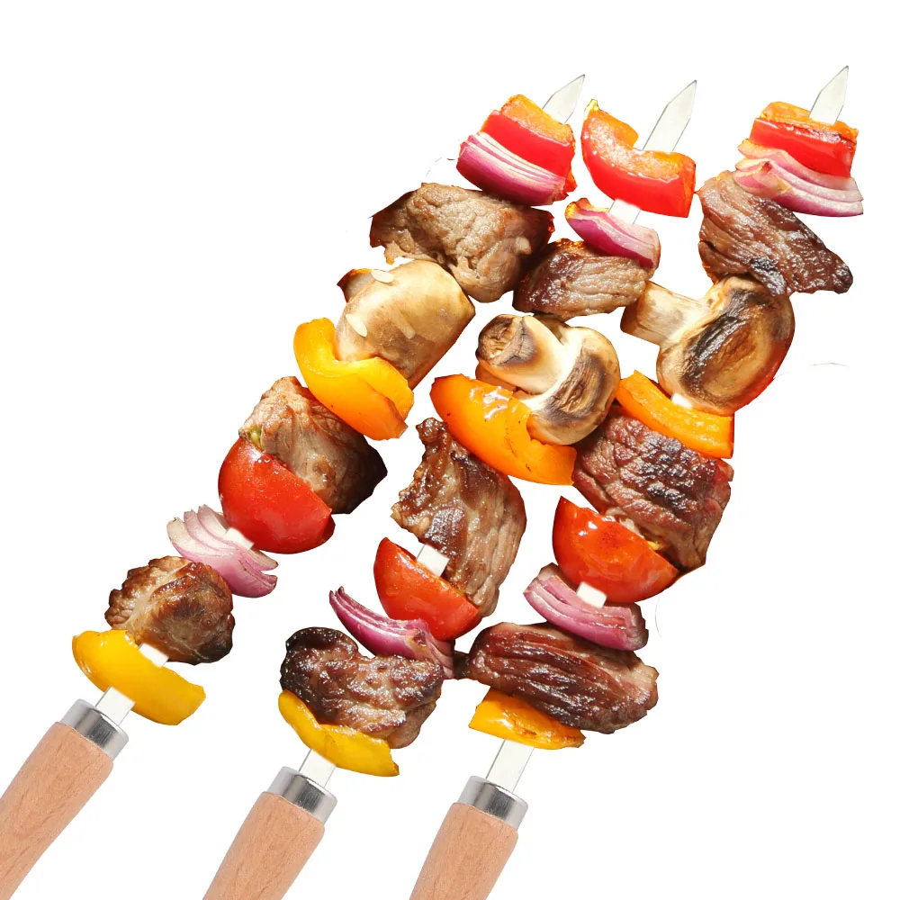 Outdoor BBQ Tools 340 Stainless Steel BBQ Long Skewers 6Pcs Professional Grilling Skewer Skewers
