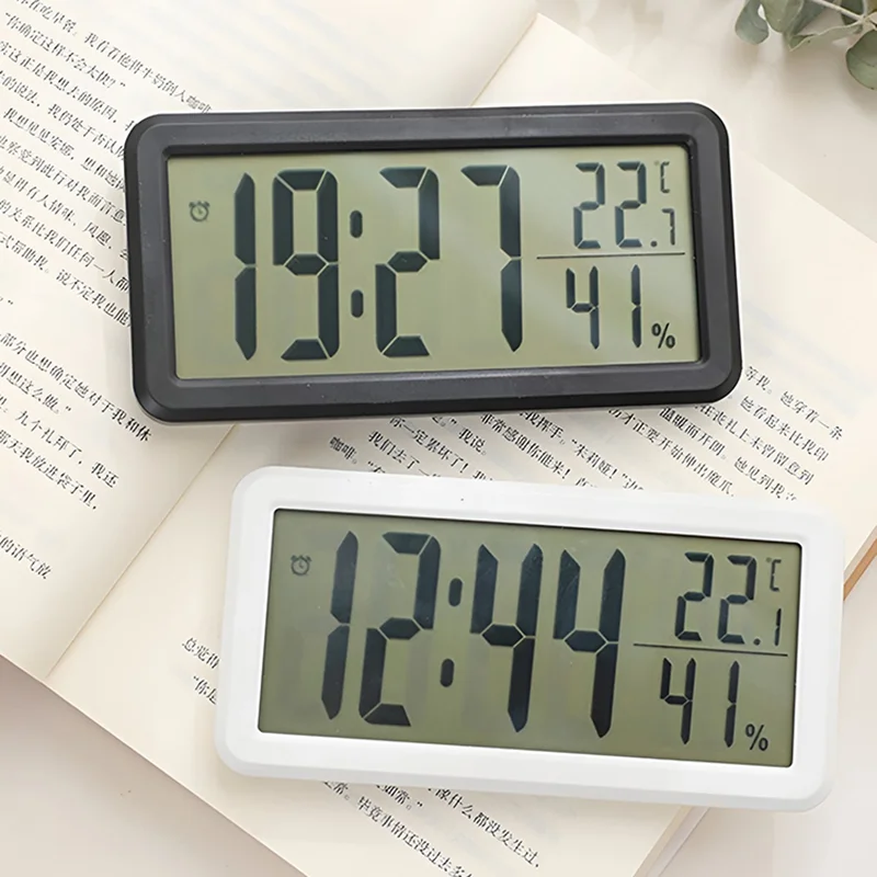 LCD Digital Clock Mute Desktop Clock Temperature Sensor Battery Powered LED Electronic Alarm