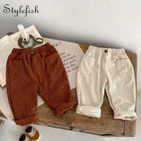 New Spring and Autumn Baby Children Boys and Girls Fashion Dot Print Corduroy Loose Relaxed Pants DGUKYM 5