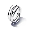 2024 New 925 Sterling Silver Organically Shaped Stacking Rings Heart Two-tone Entwined Bands Ring Fit Women Gifts 4