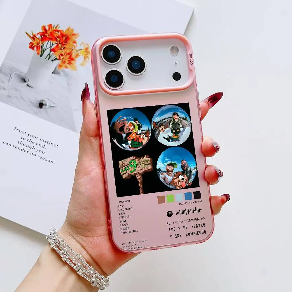 Colorful Plated Anti-Slip & Anti-Fingerprint Phone Case Featuring Feid F-Ferxxo Design