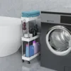 Bathroom Storage Rack With Wheelsr Rolling Utility Cart Bathroom Storage Organizer Multi-purpose Corner Shelf 3/4 Laye 1