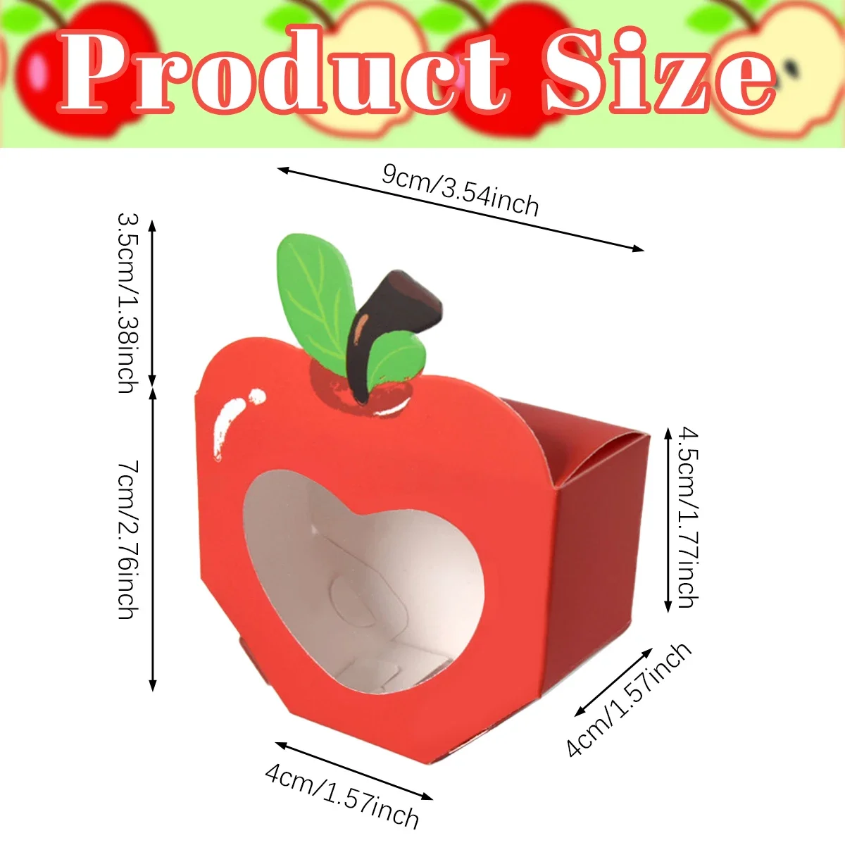 10/20Pcs Red Paper Candy Boxes with Heart & Apple Windows, Mini Gift Packaging for ... - SKU PCB00920 - UGI Packaging