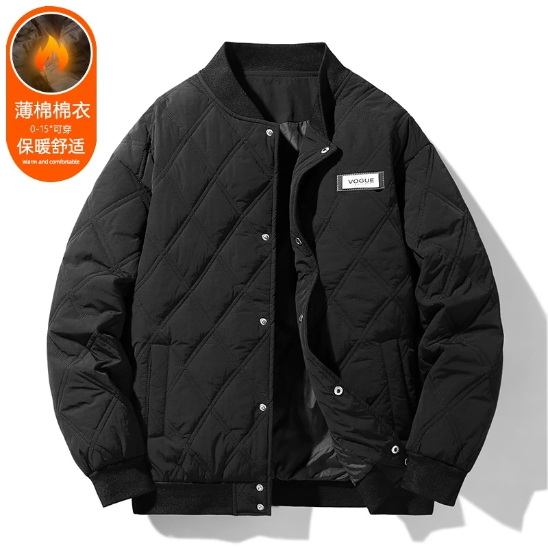 Men Oversized Baseball Cotton Jacket, Warm Coat Comfortable Casual Loose Fit Fashion Solid Color for Autumn Winter 170kg 11XL