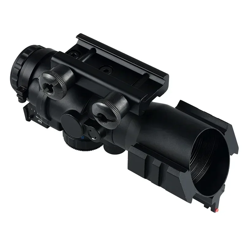 Tactics 4X32 Red Dot Sight Tri-Illuminated Reflex Sights Red Fiber Optic Rifle Scopes Crosshair Airsoft Hunting Scopes