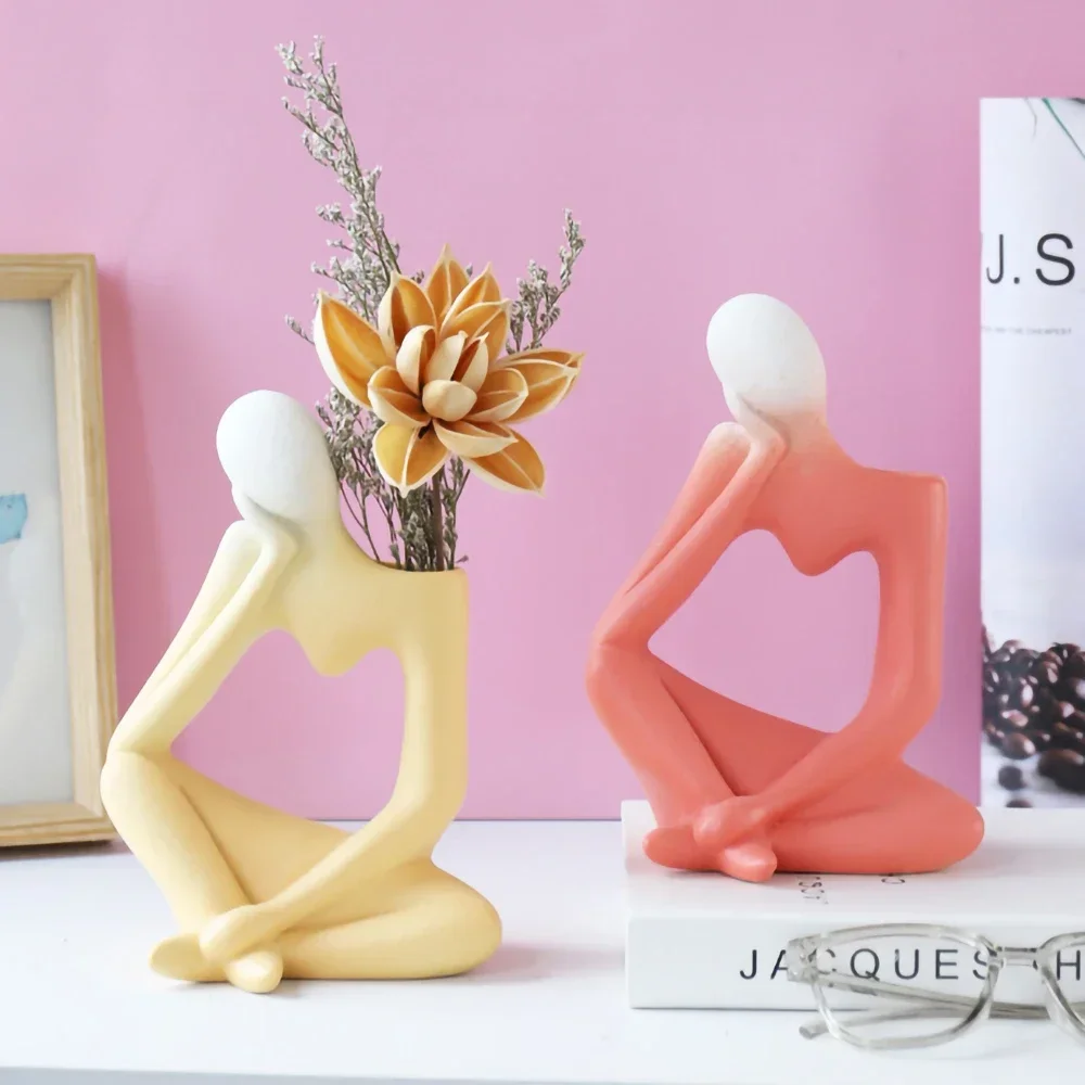 

Modern Ceramic Flower Vase Home Decor,Living Room Bedroom Interior Table Decoration Accessories,Figure Figurines Ornaments